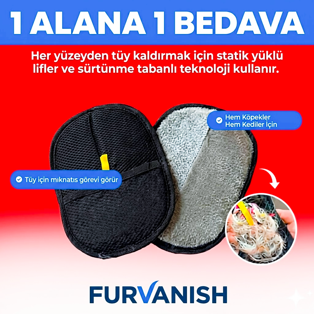 Furvanish Elektrostatik Tüy Toplama Eldiveni